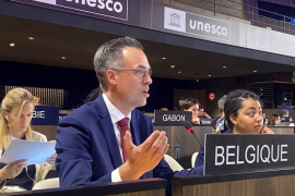Le Délégué général adjoint Maxime Woitrin livre le message des pays francophones © DGWB2023
